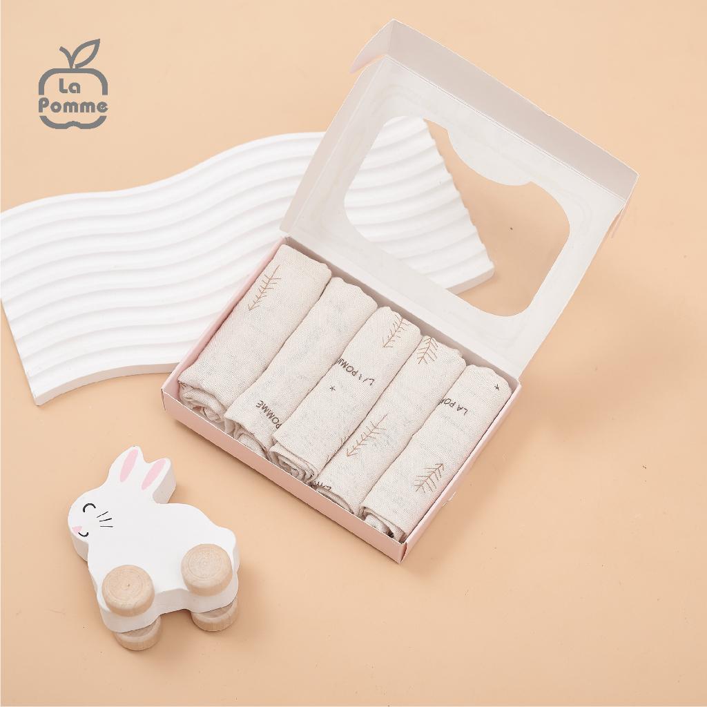 K001 Set 5 khăn sữa sợi tre lụa La Pomme - 30x30cm Hươu