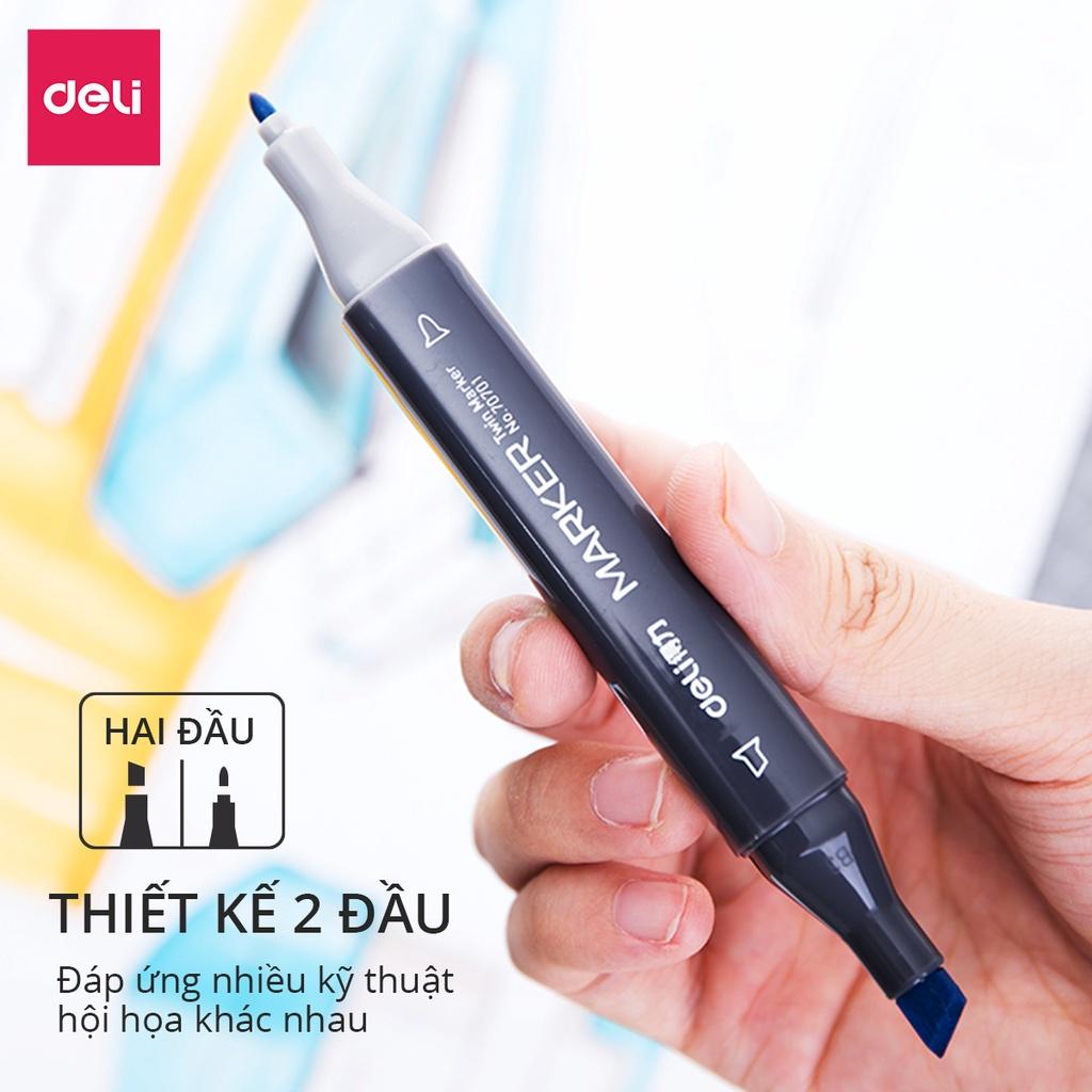 Bút màu marker hai đầu cao cấp Deli 1 chiếc - Màu ngẫu nhiên - 70701(48)-01-KM-01