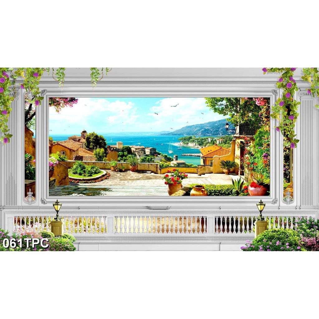 TRANH DÁN TƯỜNG 3D PHÀO CHÌ RÈM CỬA NHIỀU MẪU