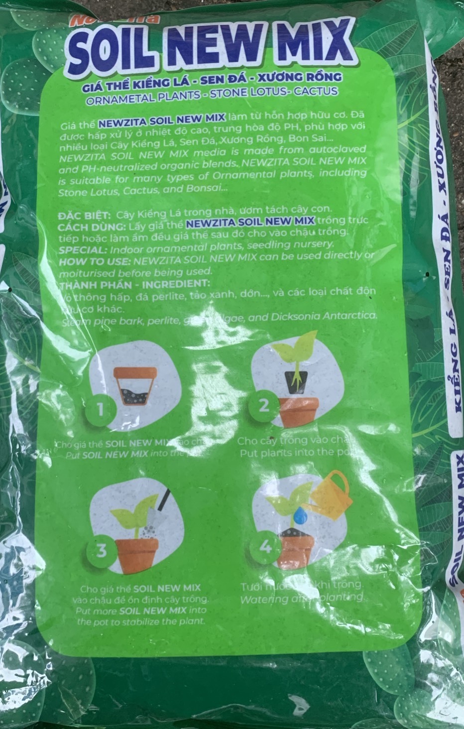 Giá thể trồng kiểng lá sương rồng sen đá Soil New mix túi 5 dm3