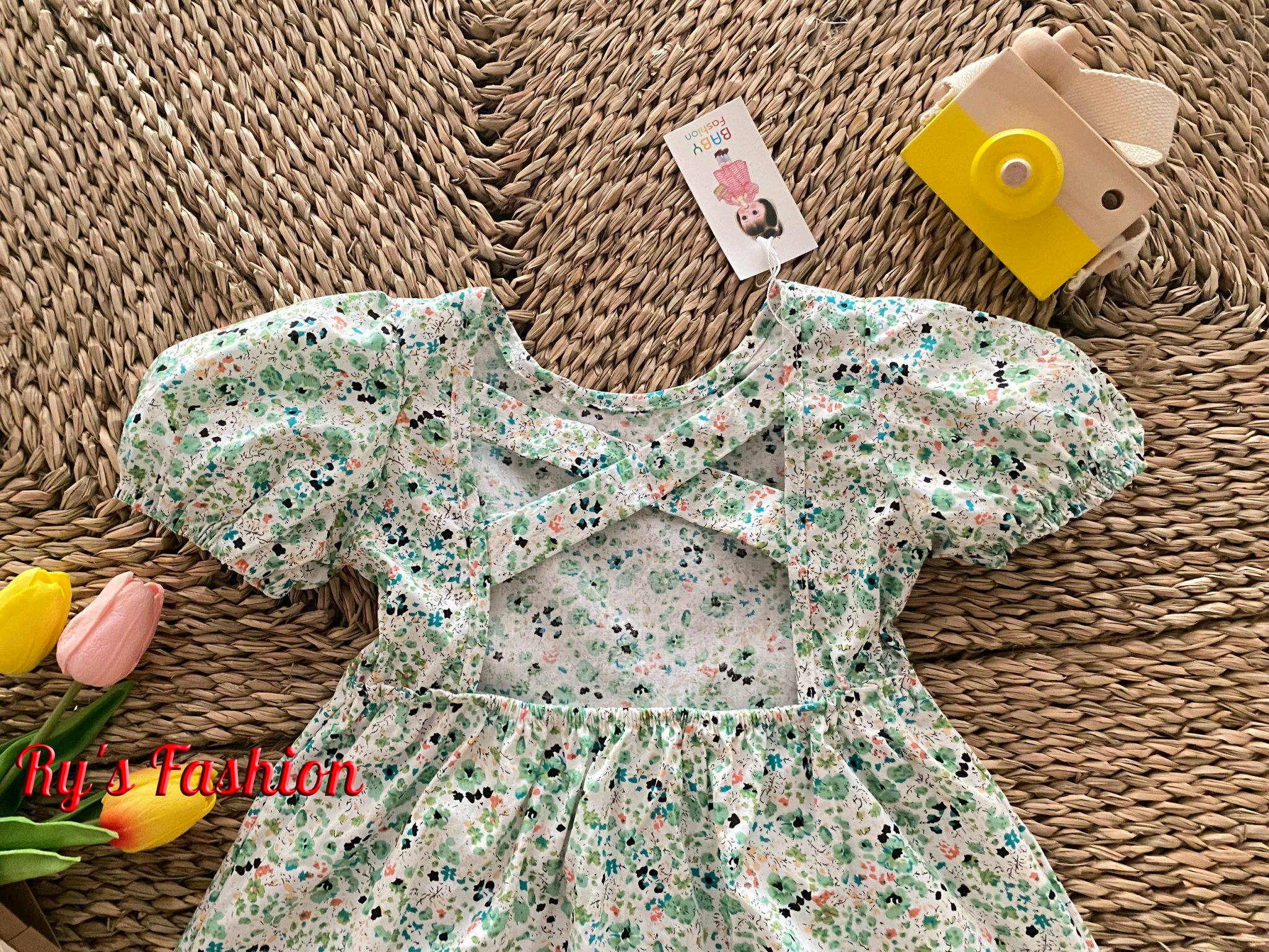Váy hoa bé gái cotton A01