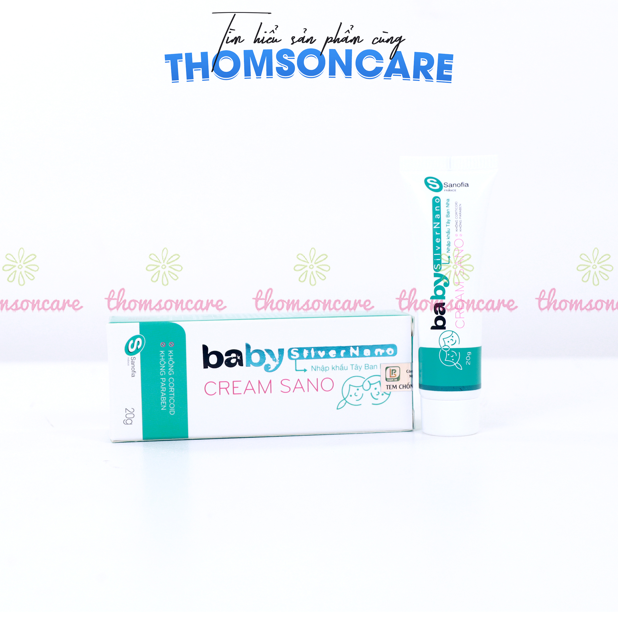 Kem bôi da cho bé Baby Cream Sano Sanofia France-Tuýp 20g  Giúp làm sạch da kháng khuẩn, làm da mềm mại- Từ Nano bạc - Thomsoncare