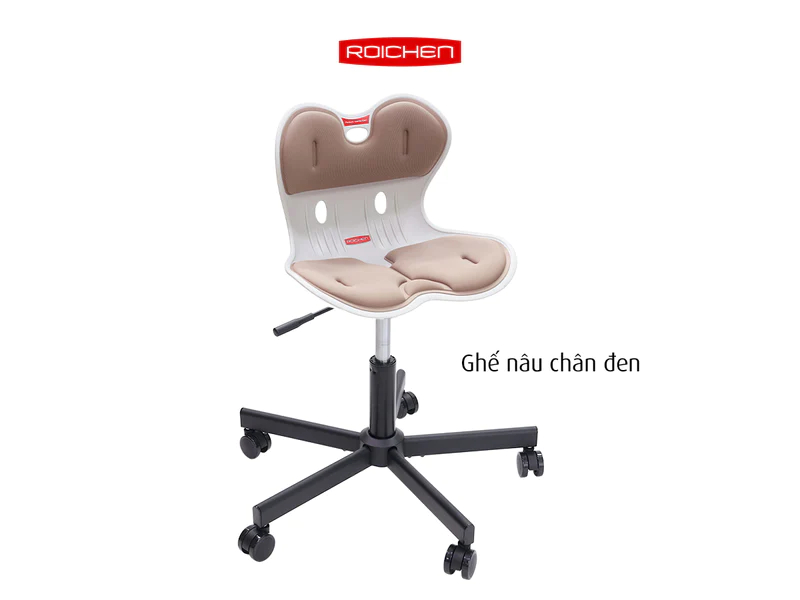 [Ghế Roichen WOW Minh Ngọc] Ghế chỉnh dáng ngồi đúng  có chân xoay Roichen - WOW Hàn Quốc. Màu nâu chân đen
