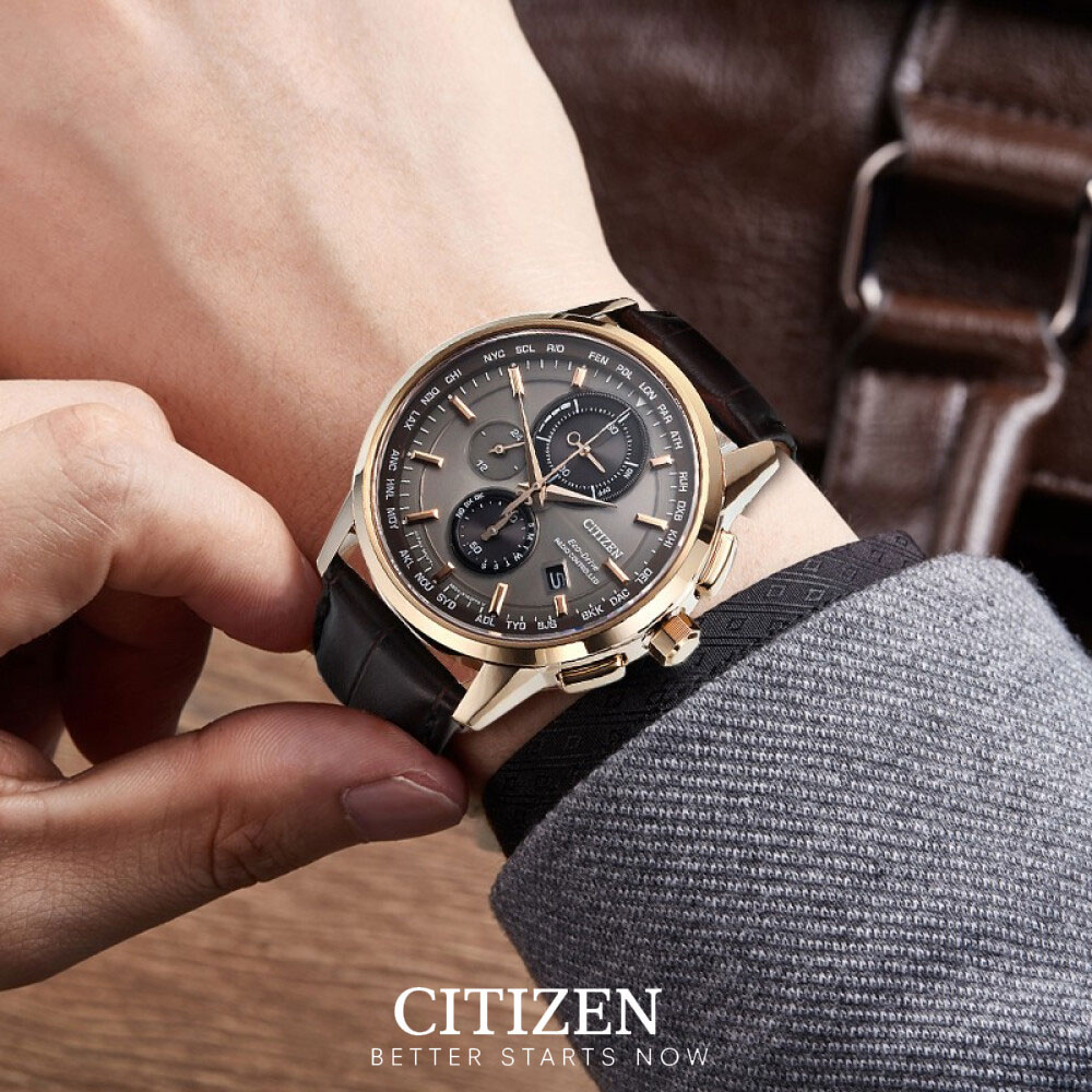 Đồng Hồ Nam Citizen Dây Da AT8113-12H - Mặt Xám (Sapphire)