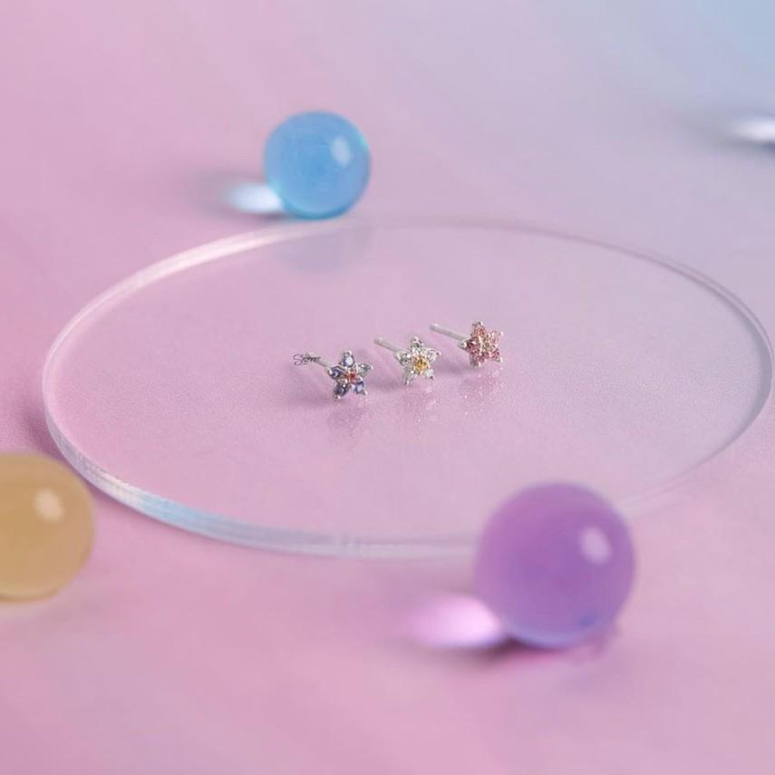 Bông tai bạc 925 Colorful Flower - Shimmer Silver