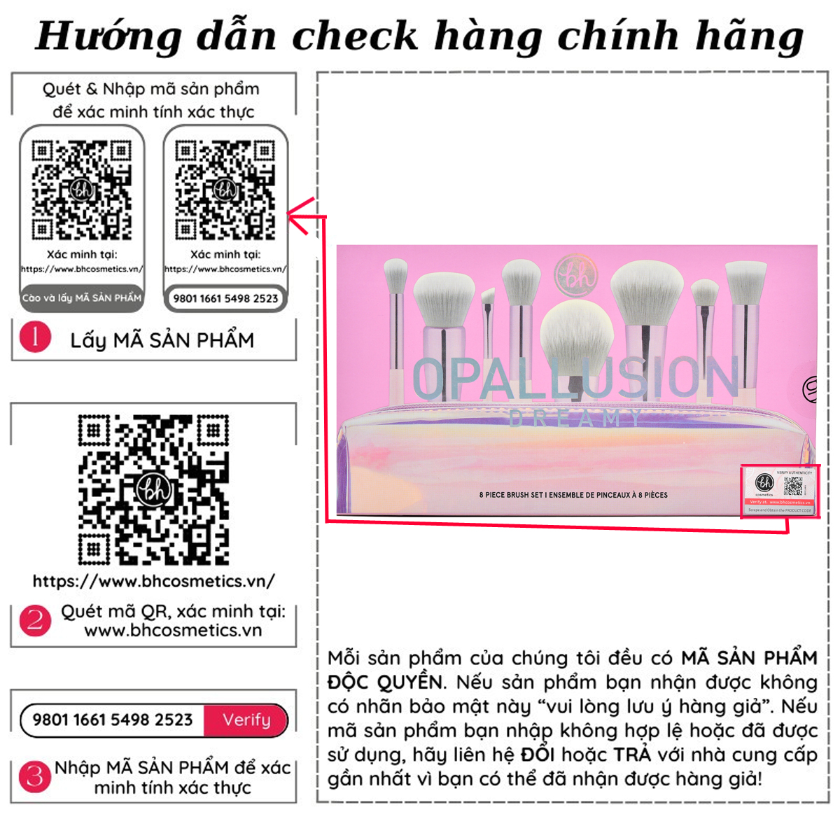 Bộ Cọ Trang Điểm BH COSMETICS 8 Cây Opallusion Dreamy
