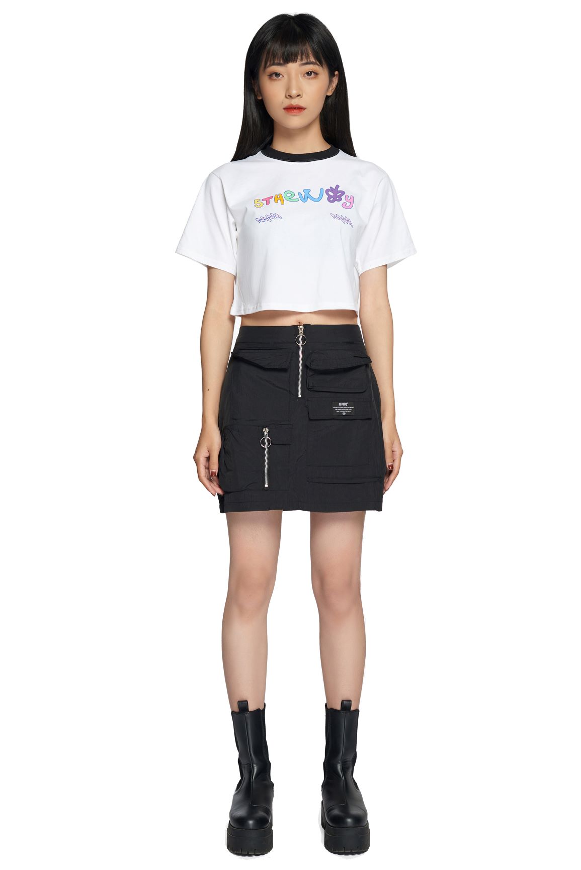 5THEWAY /teddy bear/ CROP TEE in WHITE aka Áo Croptop Trắng Tay Ngắn