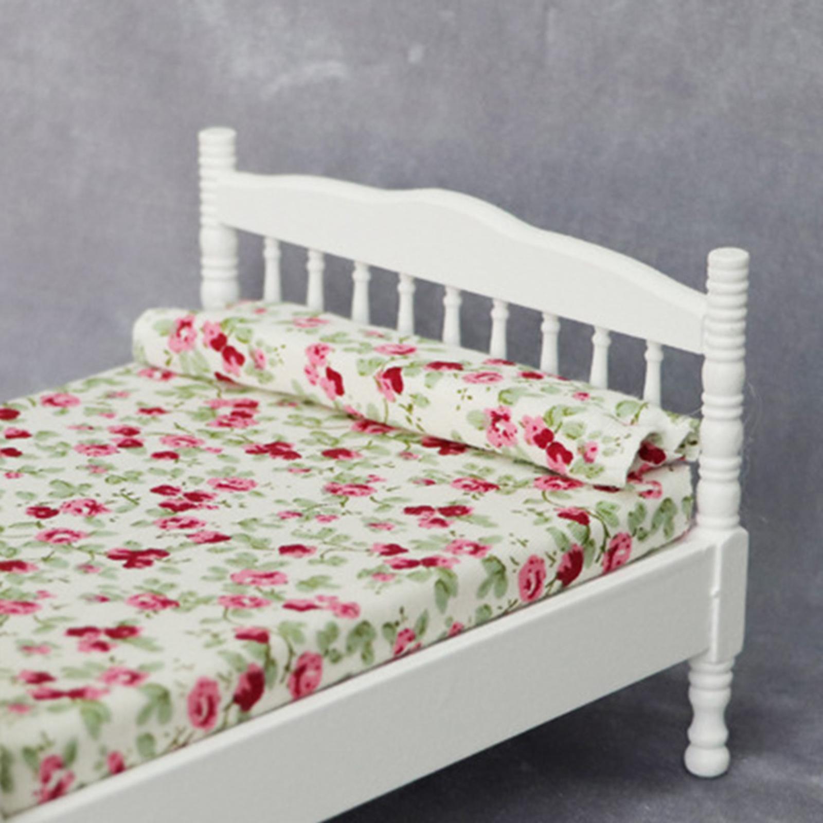 1:12 Doll House Miniature Bed Scale Tiny Decor Wood for Doll House Furnish