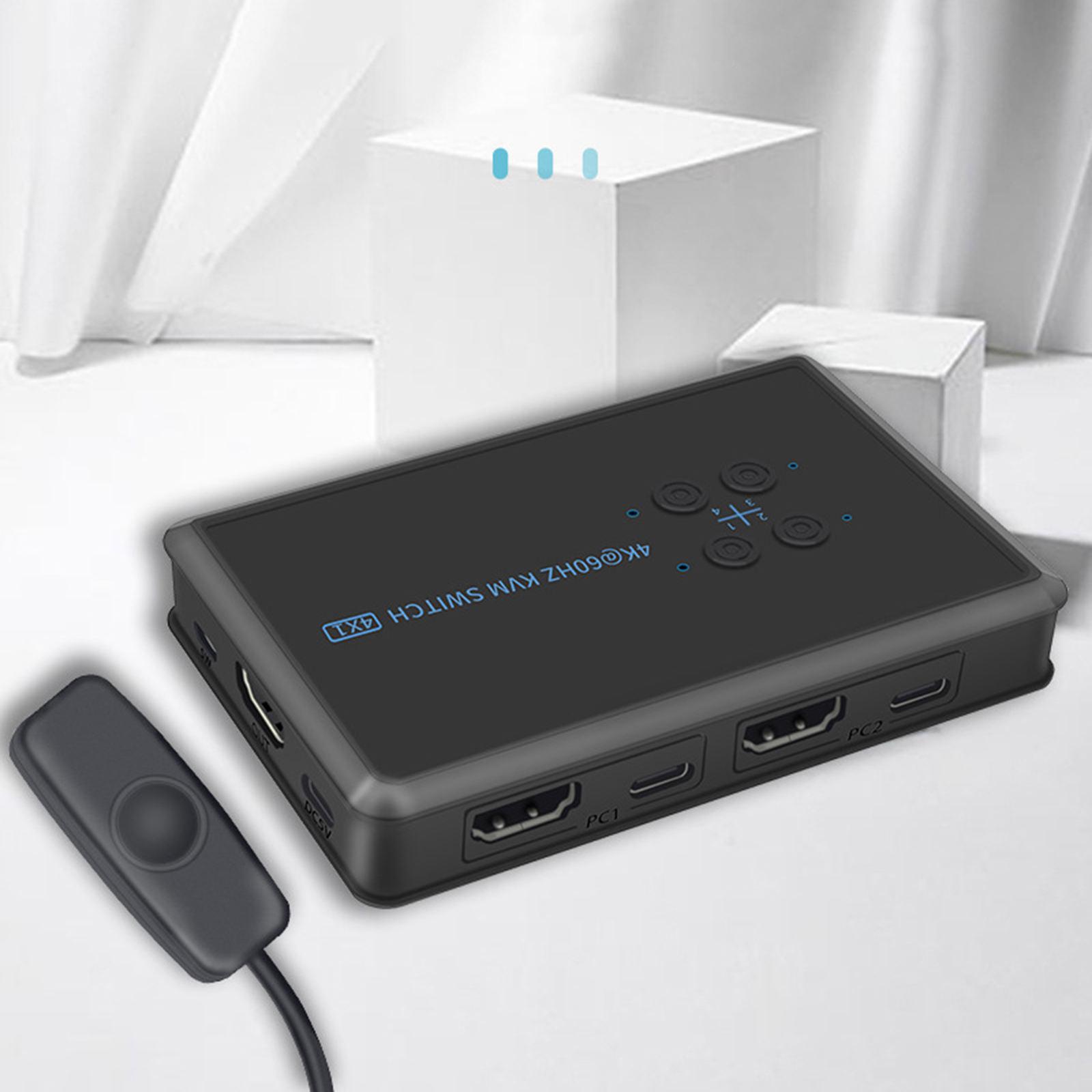 USB 2.0 KVM Switch 4 Port with USB Cable for Mouse Keyboard Monitor Sharing