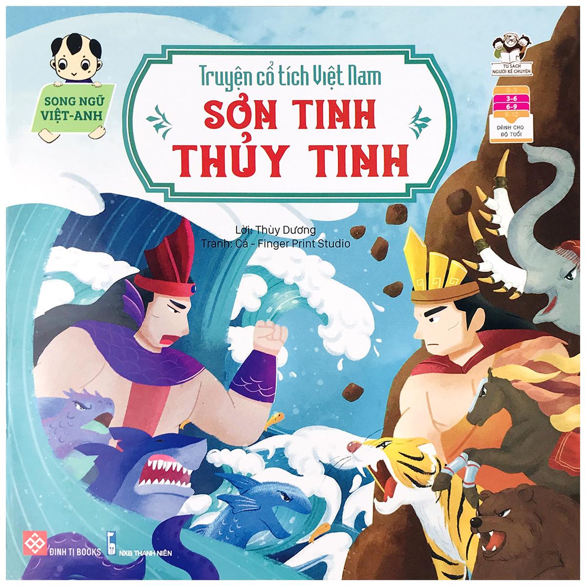 Sách - Truyện Cổ Tích Việt Nam: Thánh Gióng, Tấm Cám, Sơn Tinh Thủy Tinh, Cóc Kiện Trời, Cây Khế (3-9 tuổi) Song Ngữ Việt-Anh (lẻ tùy chọn