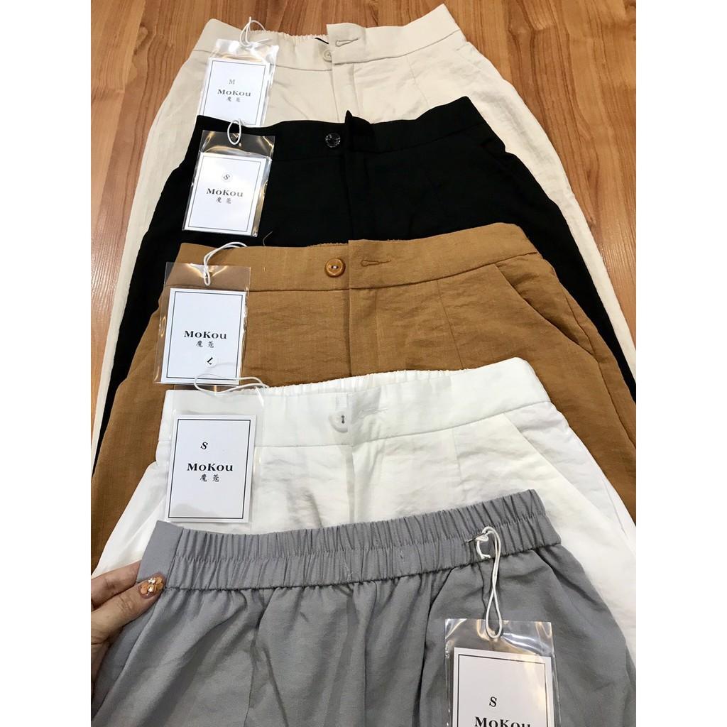 Quần baggy vải đũi Nhật cạp cúc lưng chun Quảng Châu