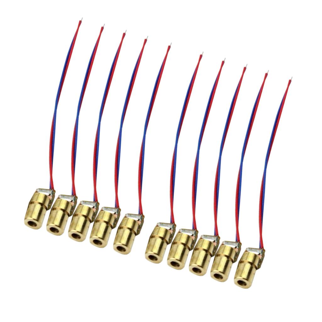 10 pieces 5V 650nm 6mm 5mW mini Laser Dot Diode Module Copper Head Red