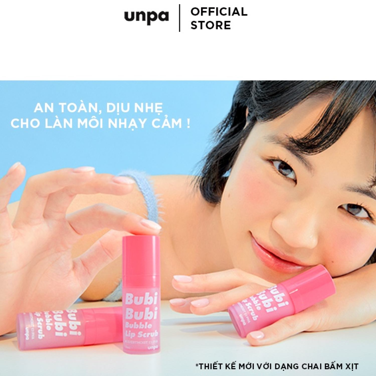 Combo tẩy tế bào chết và tinh chất dưỡng môi Unpa cho môi mềm mại và căng mọng Unpa Bubi Bubi Lip Scrub 10ml + Bubi Bubi Lip Ampoule 3,8g