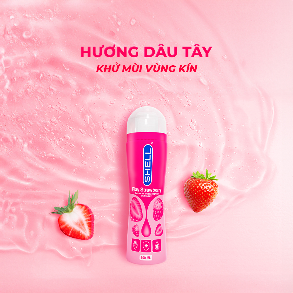 Gel bôi trơn hương dâu Shell Play Strawberry - Chai 100ml | SHELL CHÍNH HÃNG