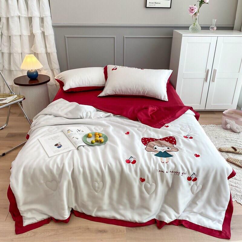 Bộ chăn ga gối Tencel 4 món chăn trần