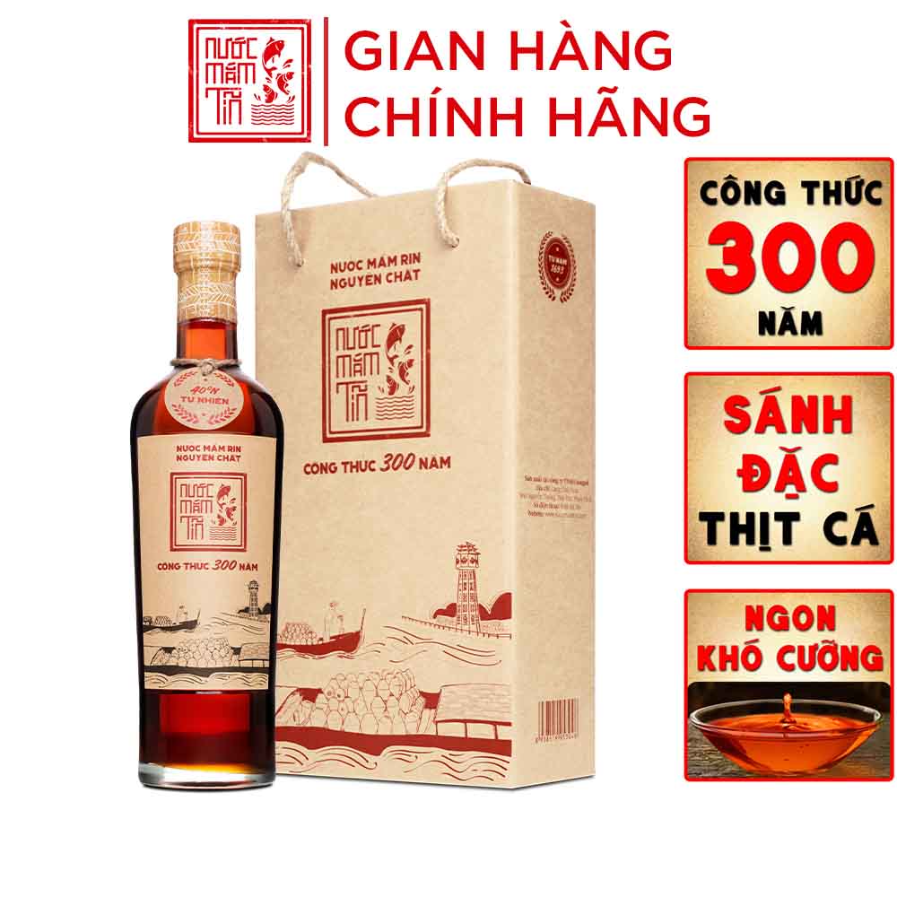 Đặc Sản Bình Thuận  - Nước Mắm Tĩn Cá Cơm Than Nhãn Đỏ 40N Chai Thủy Tinh (500Ml/Chai) Sánh Đặc Thịt Cá, Không Chất Bảo Quản - Ocop 4 Sao