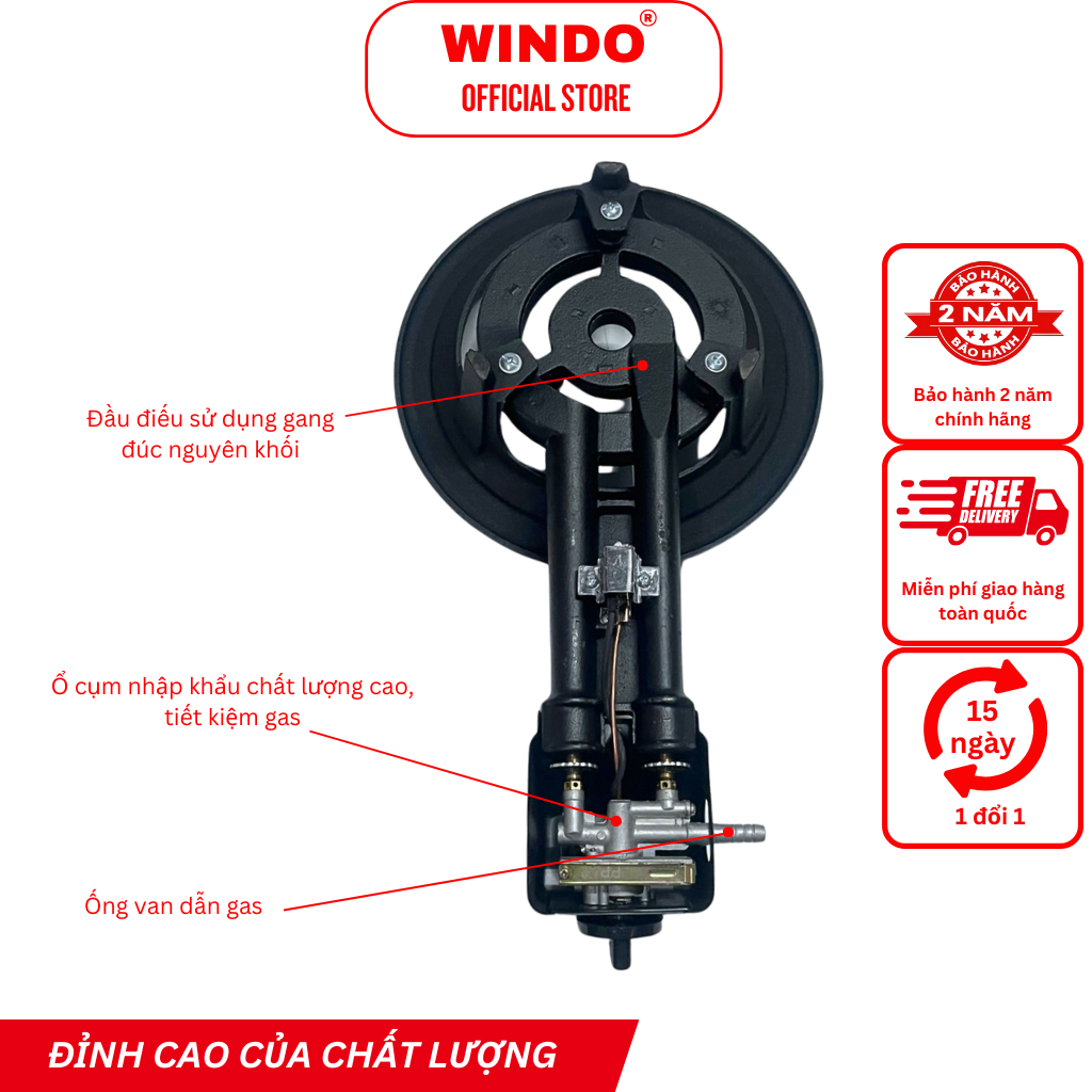 Bếp Gas Công Nghiệp Hầm WINDO - 200C | Bếp chuyên hầm | Tiết kiệm gas- Hàng Chính Hãng