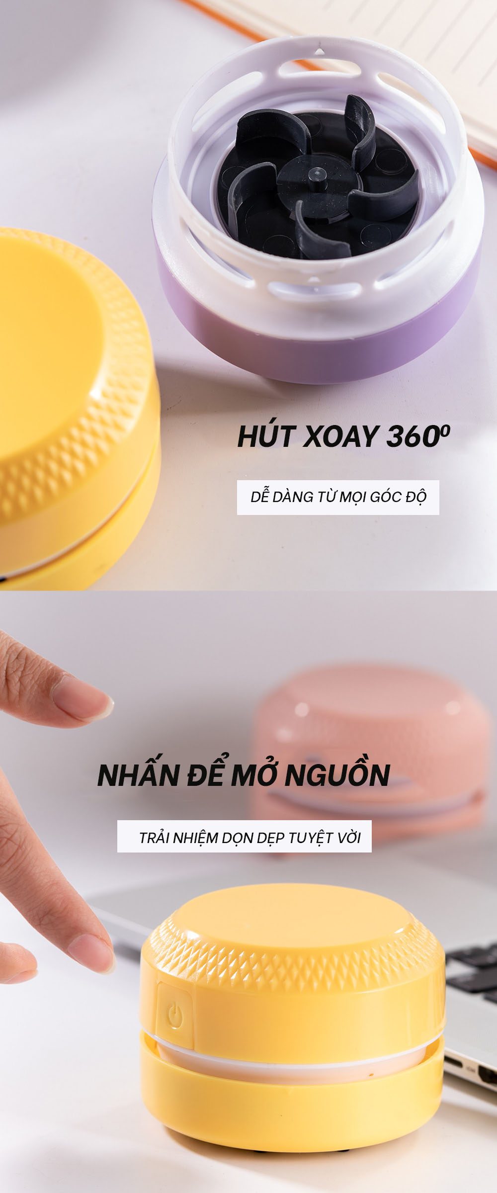 Máy Hút Bụi Để Bàn Mini Chuyên Dụng Cho Bàn Phím, Ngóc Ngách Nhỏ Trong Nhà-Dùng Pin AA