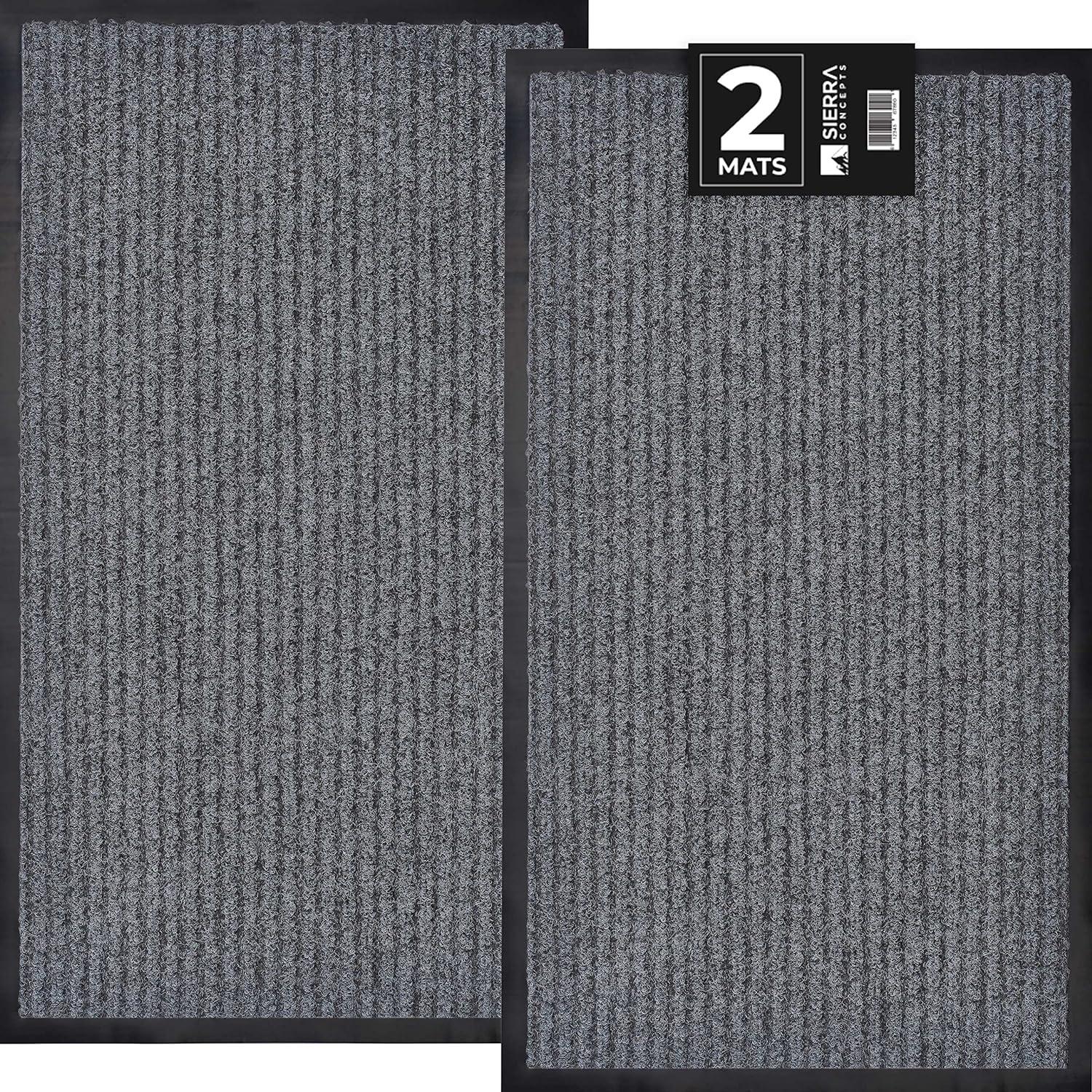 Thảm cửa trước MATS 2 -Pack - Thảm cửa thảm ngoài trời trong nhà cho máy cạo giày lý tưởng (xám) 40*60 cm