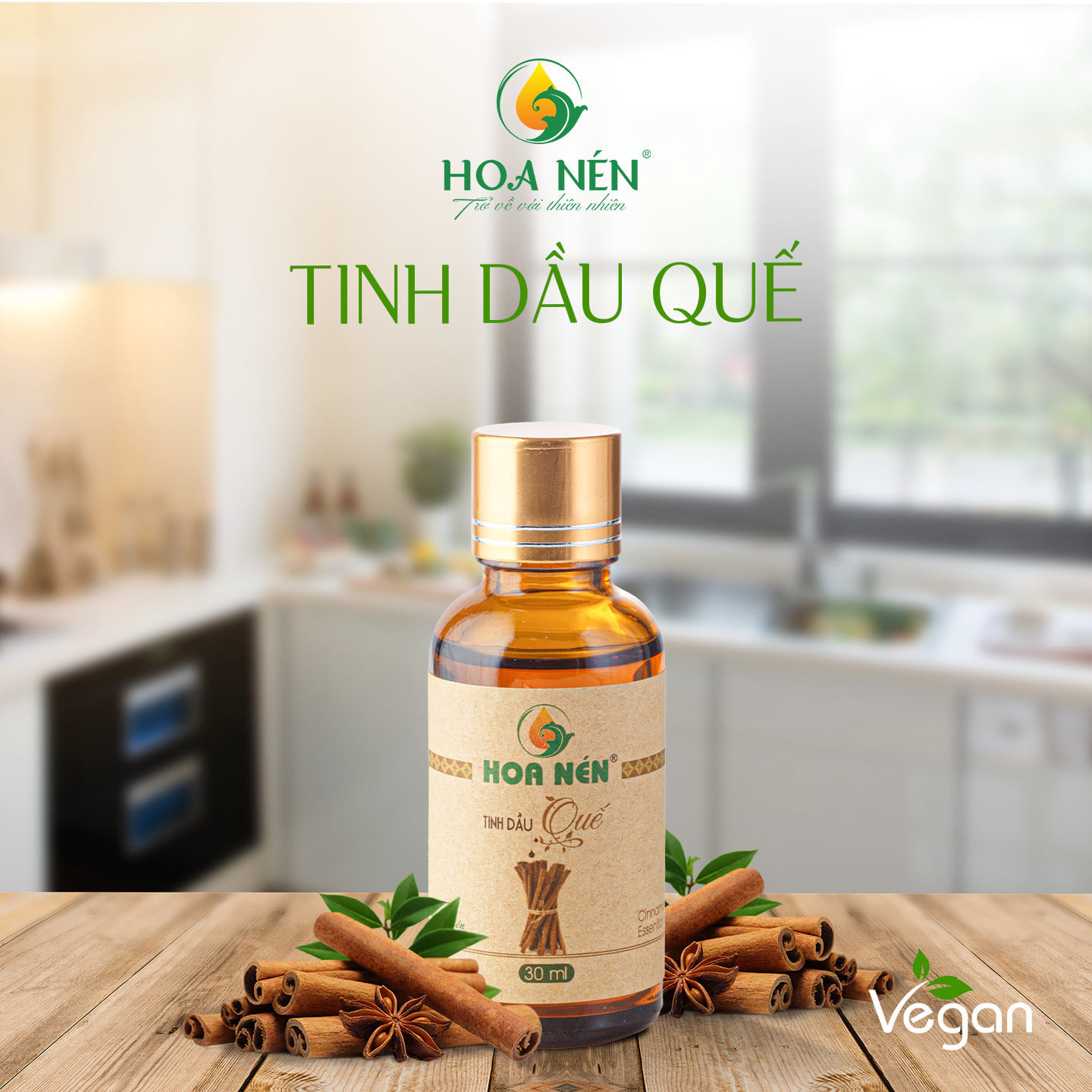 Tinh dầu Quế nguyên chất Hoa Nén 3ml- 100ml - Đuổi côn trùng, khử mùi, lọc không khí