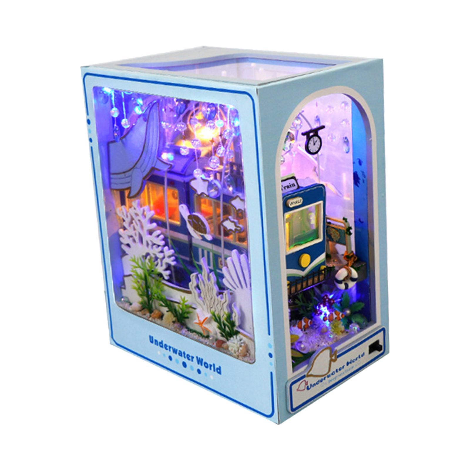 DIY Wooden Miniature Dollhouse Kits for Boys Girls Creative Book Stand Model