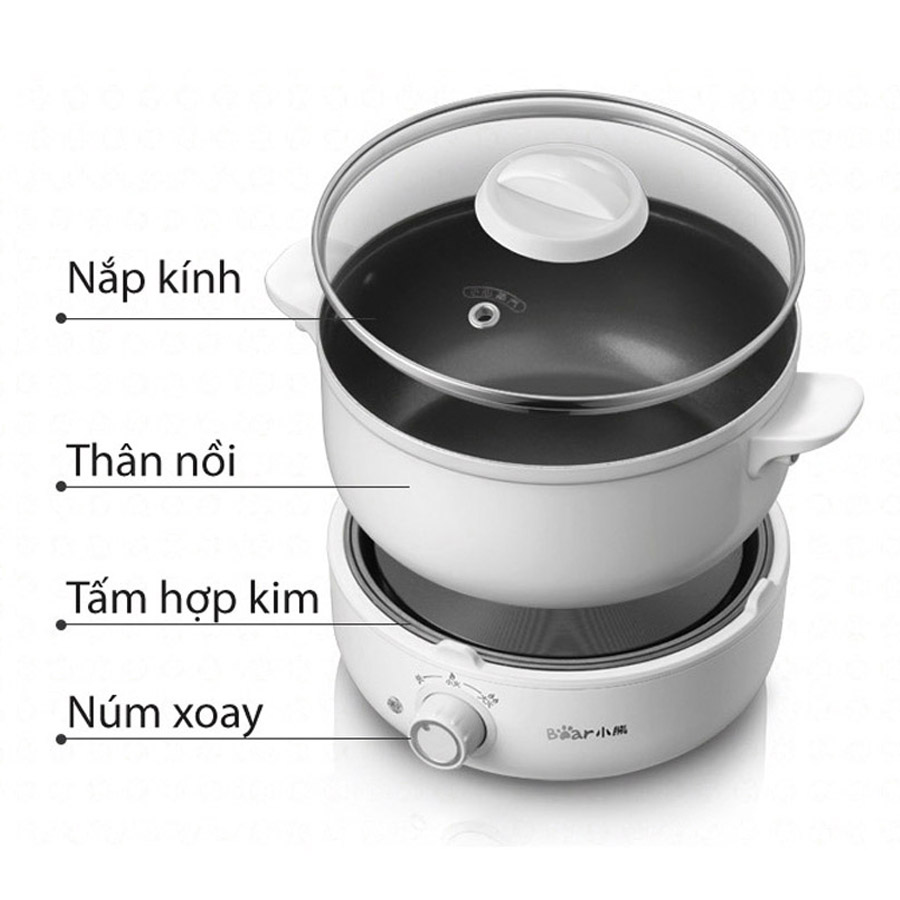 Nồi Điện Đa Năng BEAR DHG-B25Z1, Dung Tích 2.5L, Công Suất 800W - Hàng Chính Hãng