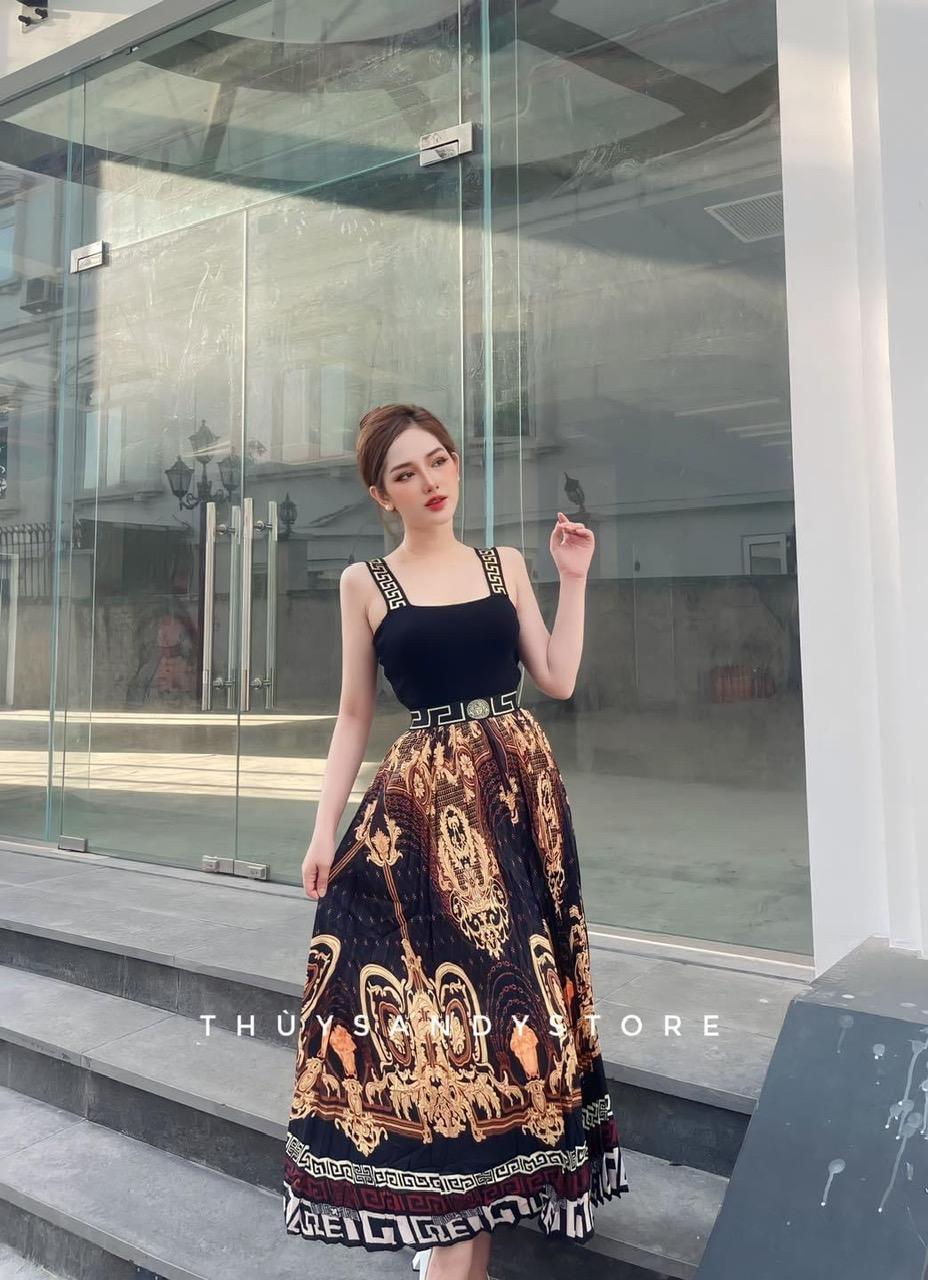SET ĐI CHƠI, SET 2 MÓN ÁO 2S CÚP NGỰC PHỐI CHÂN VÁY HỌA TIẾT CỰC SANG CHẢNH