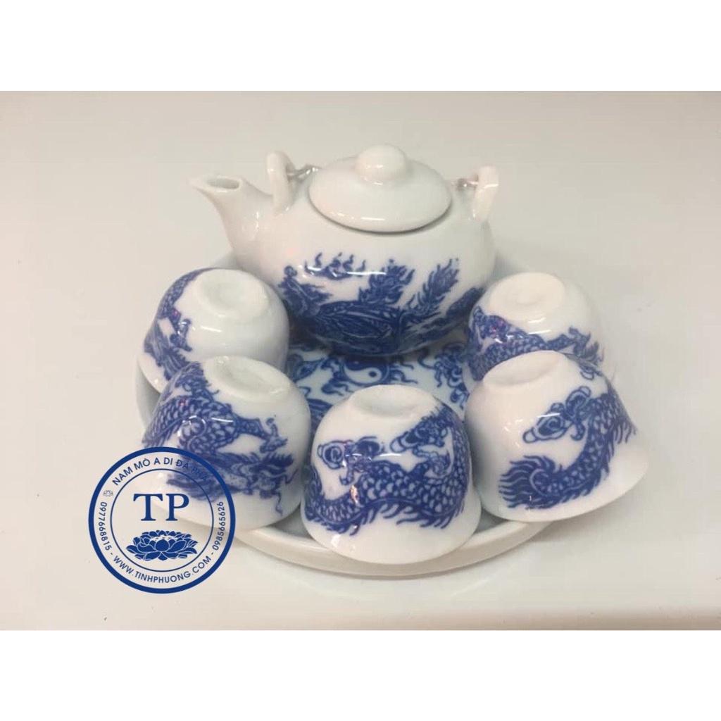 Bộ Ấm Trà Cúng Thần Tài , cúng Gia tiên,cúng tổ công,bằng sứ Rồng xanh KH18433