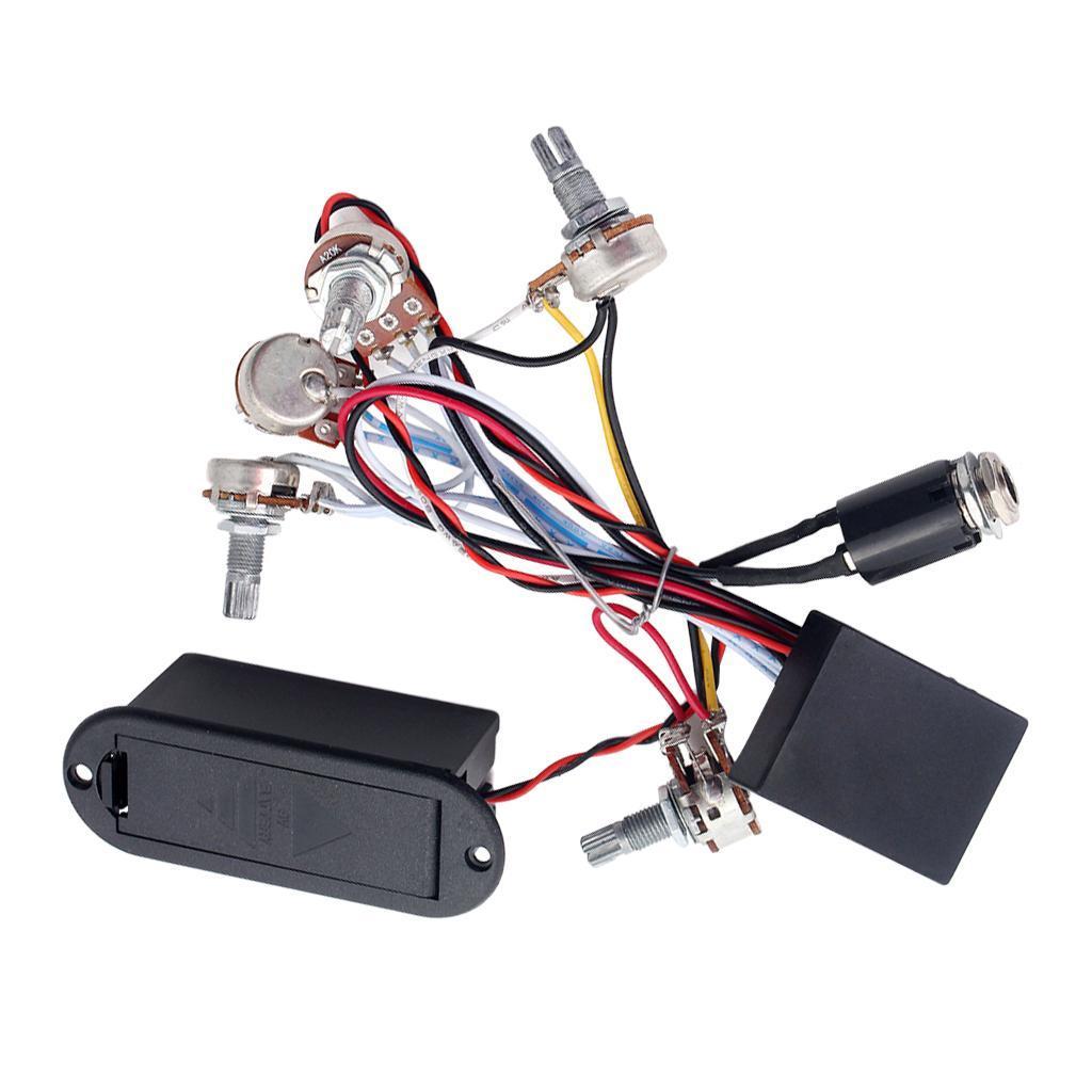 2X Wiring Harness for Bass Guitar, Circuit with Preamp