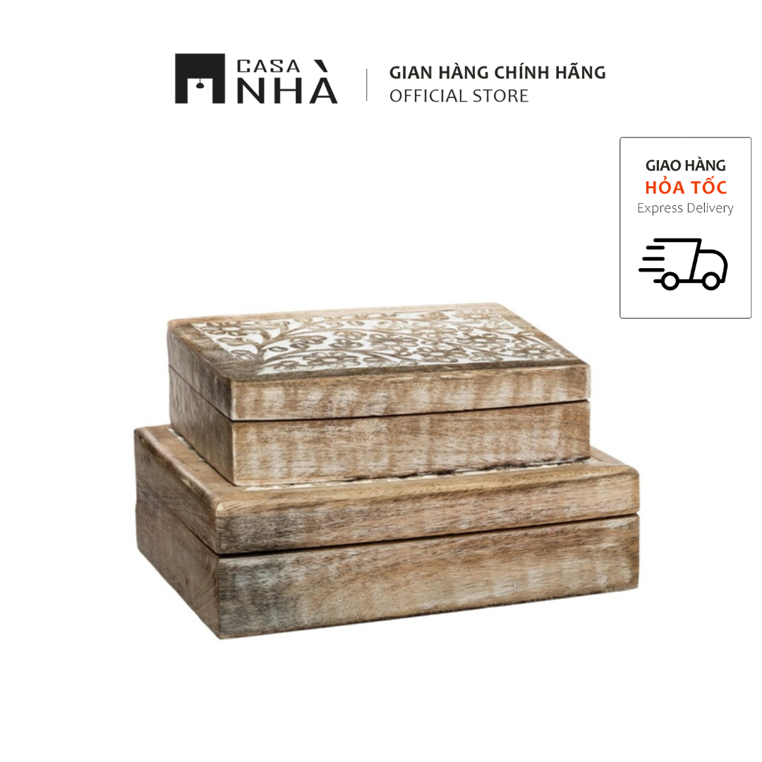 Hộp gỗ đựng đồ trang trí vintage - Hộp đựng đồ bằng gỗ xoài COBO