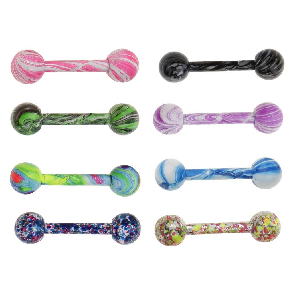 8 Pieces Stainless Steel Lip Bars Rings Barbell Piercing Jewelry 16G