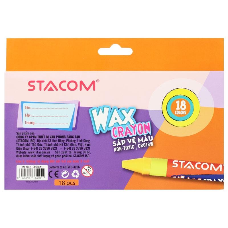 Hộp 18 Bút Sáp Màu Wax Crayon - Stacom CR018W