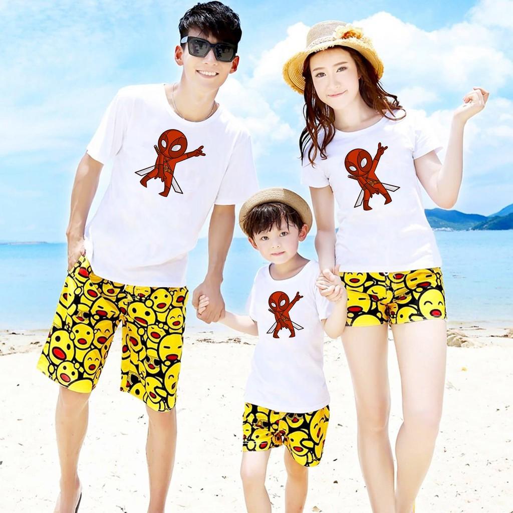 Áo thun gia đình đẹp in siêu anh hùng nhảy dễ thương cao cấp