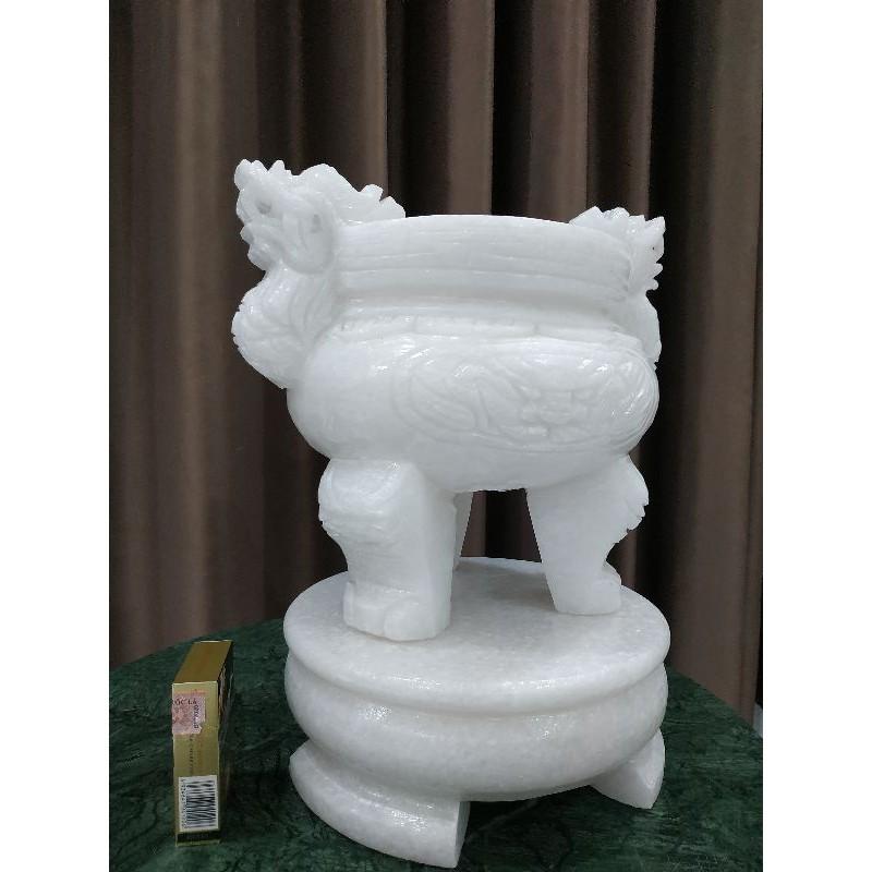 Lư hương đá trắng cao 35cm