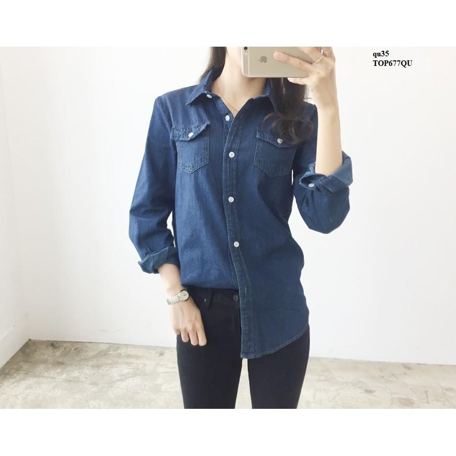 TOP588 ÁO SƠ MI DENIM NỮ DÀI TAY