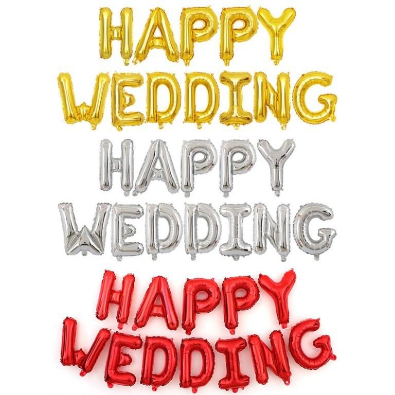 Bán buôn bộ bóng chữ Happy Wedding