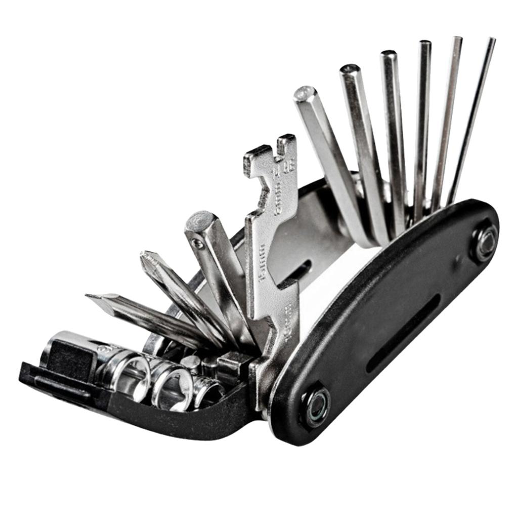 Black 16in1 Multi-Function Bike Bicycle Cycling Mechanic Repair Tool Kit