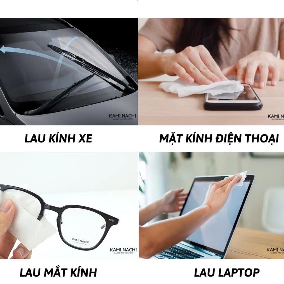 Khăn Giấy Lau Thiết Bị Điện Tử 100 Miếng Khăn giấy lau kháng khuẩn điện thoại, máy tính, màn hình, tivi, thiết bị điện tử Laptop Lens Máy Ảnh Camera