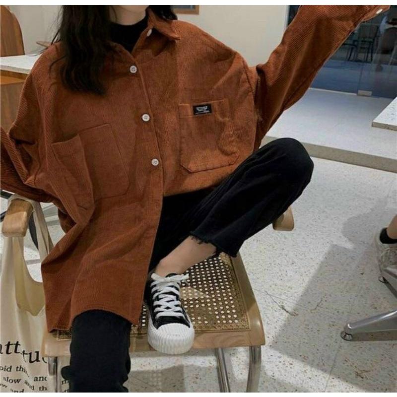 Áo Khoác Nhung Gân Dây Luồng Nam Nữ RẺ ĐẸPÁo sơ Mi Kiểu Unisex Nhung Cap Cấp Logo Thêu Couple Xinh T -shirt
