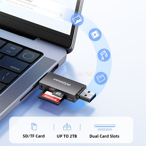 Cổng chuyển đổi Innostyle OTG NexaLink USB-C &amp; USB-A to SD/TF Card Reader CA-ST3 - Hàng chính hãng