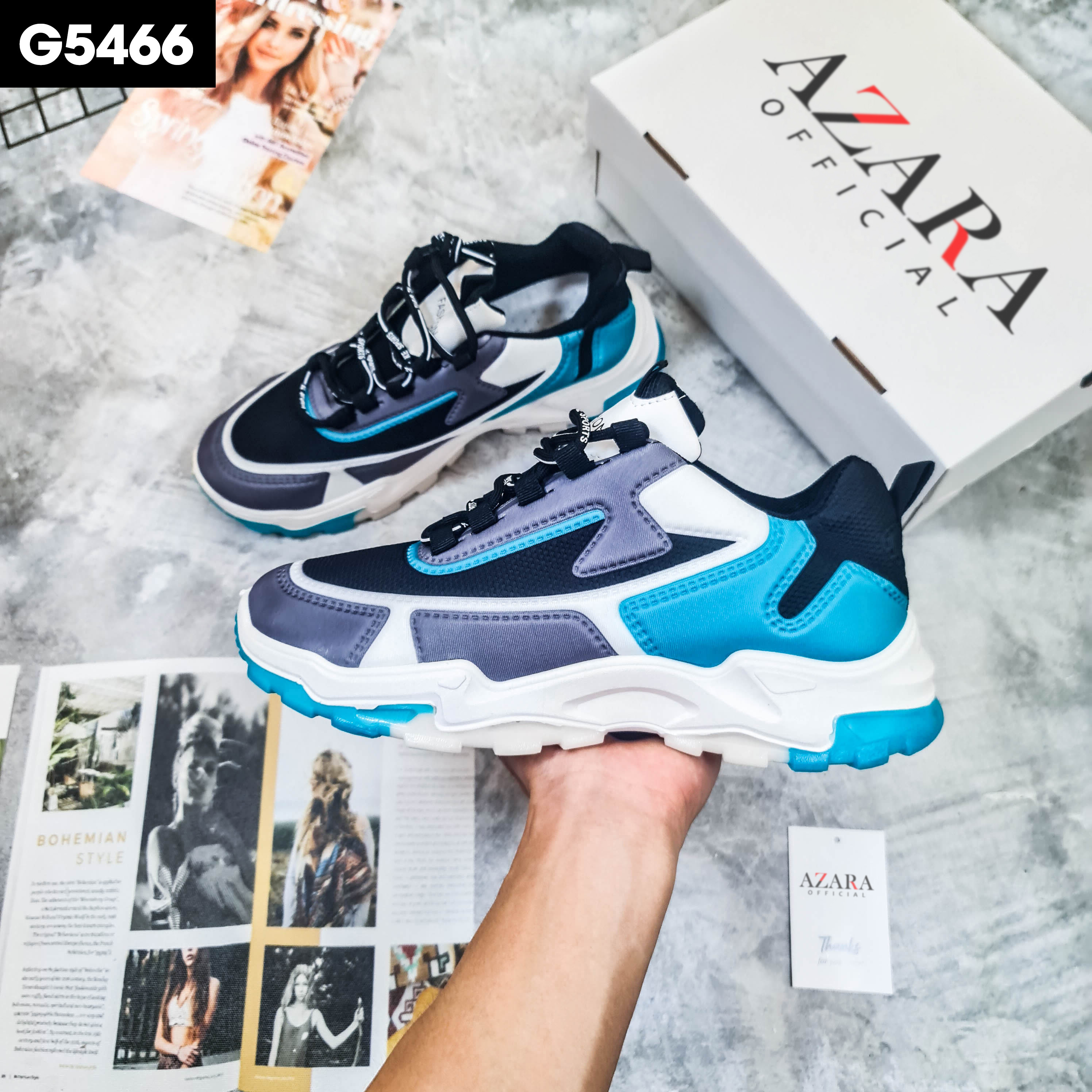 Giày Thể Thao Nam AZARA - Sneaker Màu Xám - Kaki, Đế Cao Su Đúc Êm Ái, Thoáng Khí - G5471