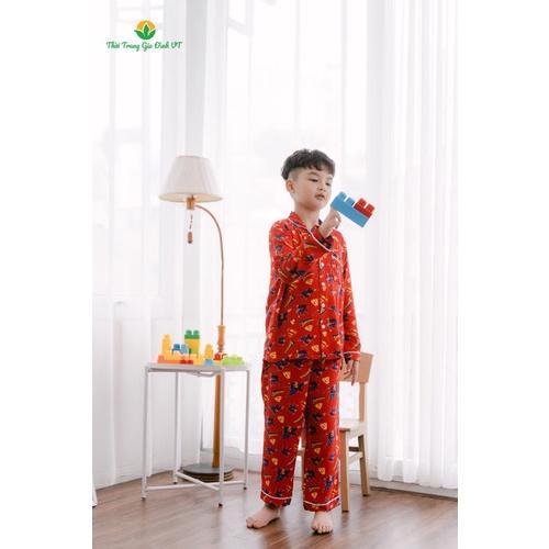 Bộ pijama lanh bé trai quần dài, áo dài B70.2103 - Thời Trang Gia Đình VT