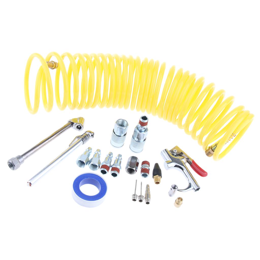 2 Set Air Blow Gun Kit 20 Pieces Recoil Airhose Blow Gun and 2 inflation needles