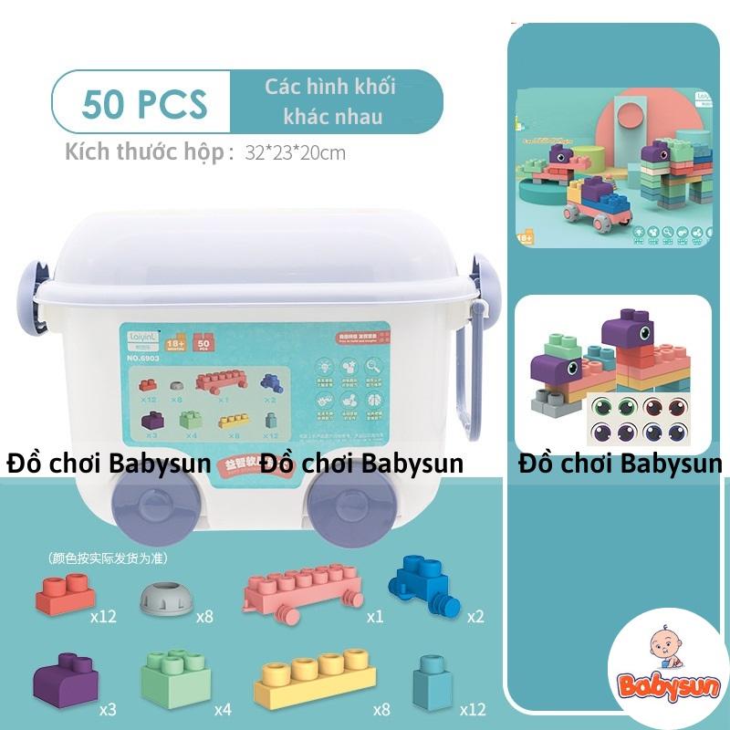 Đồ chơi lắp ghép nhựa dẻo 50 chi tiết có hộp đựng. xếp hình thông minh an toàn cho bé