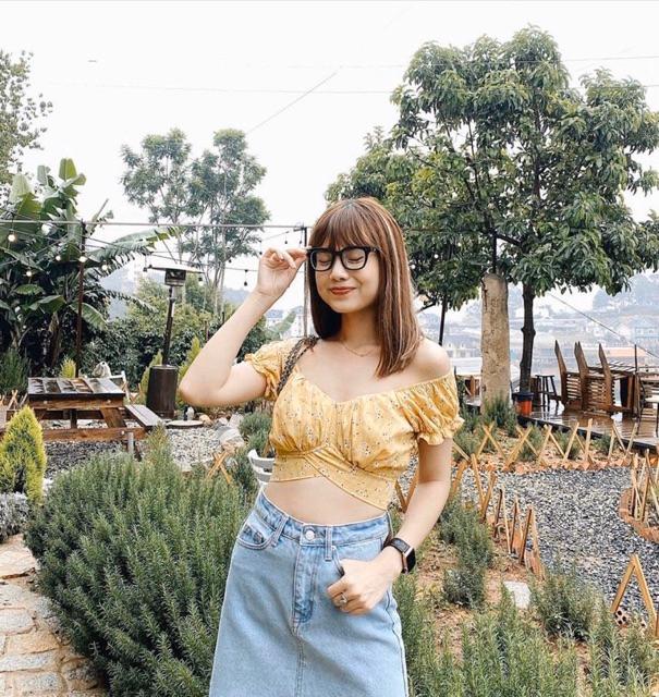 CROPTOP HOA NHÍ RÃ NGỰC THẮT NƠ LƯNG