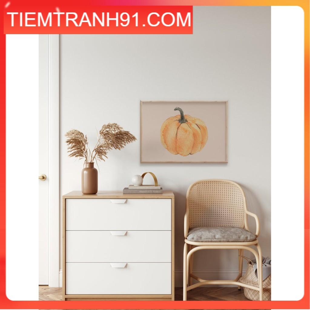 Tranh Canvas Cao Cấp | Tranh màu nước - Pumpkin Print, Watercolor Prints, Festive Art, Neutral Decor, Boho Print