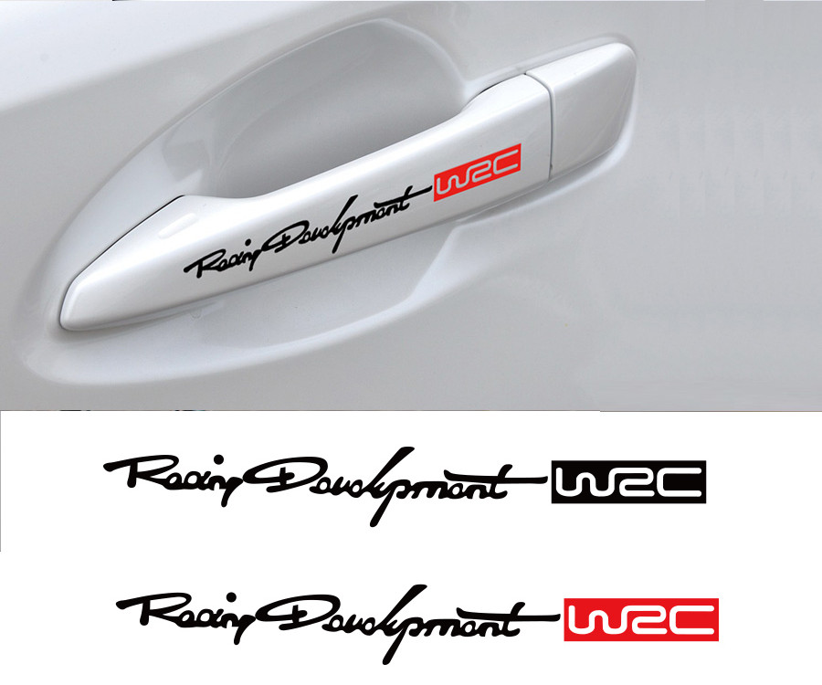 Bộ 4 Chữ Decal Dán Tay Nắm Cửa Xe Ô Tô Logo Racing Development WRC AZONE