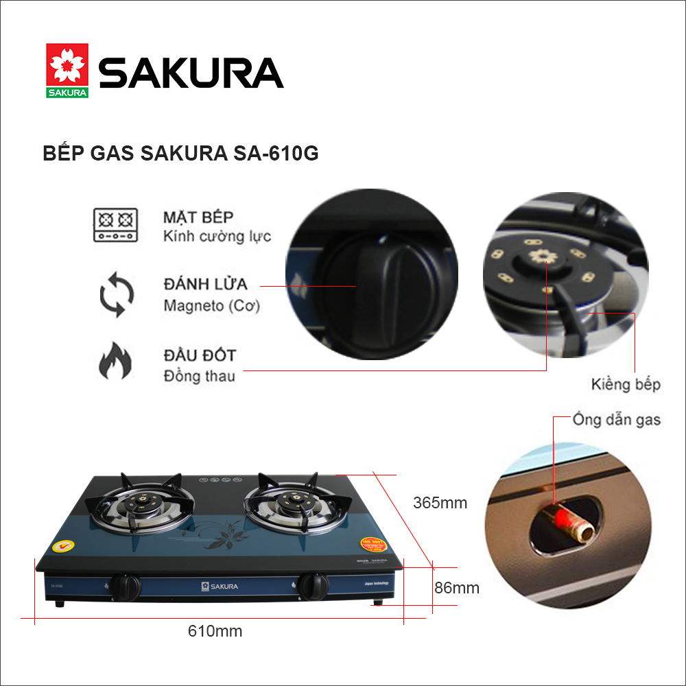 Bếp Gas Dương Sakura SA-610G - Hàng Chính Hãng