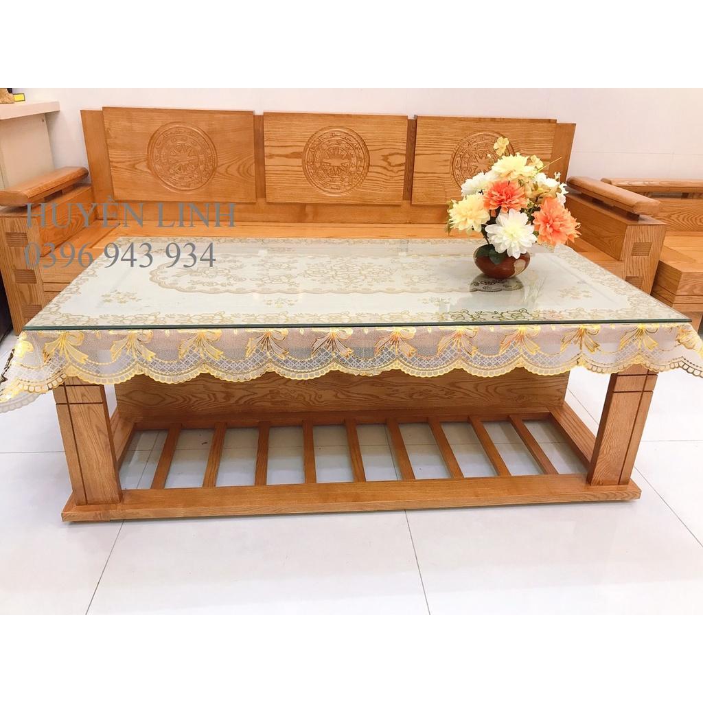 Khăn trải bàn rộng 90cm dài 150cm, Mã RV03, dùng trải bàn trà 60*120cm sẽ như hình nhé khách