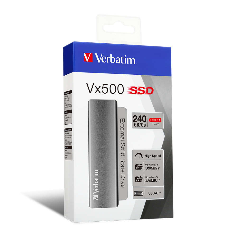 Ổ cứng SSD di động Verbatim Vx500 240 GB - Hàng chính hãng